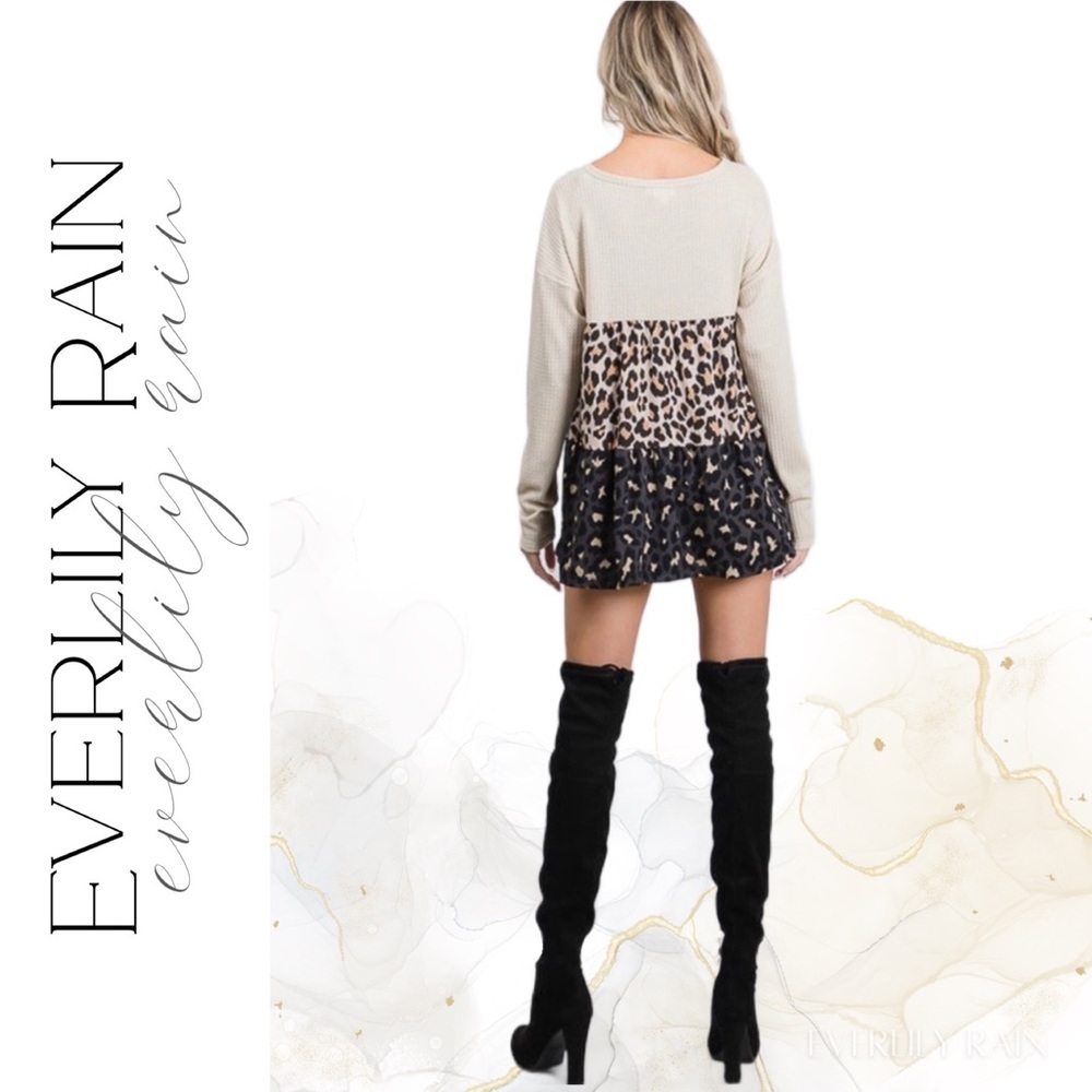 💞 Soft Waffle Knit Mixed Print Babydoll Top - Picture 9 of 15